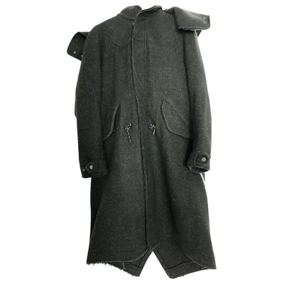 Pre-owned Yohji Yamamoto Wool Coat In Khaki