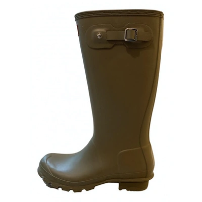 Pre-owned Hunter Khaki Rubber Boots