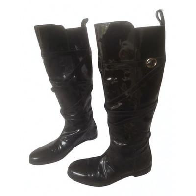 Pre-owned Saint Laurent Black Patent Leather Boots