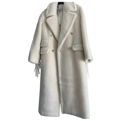 Pre-owned Max Mara Teddy Bear Icon White Wool Coat