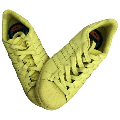 Pre-owned Adidas X Pharrell Williams Leather Trainers In Yellow