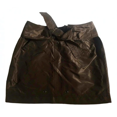 Pre-owned Gucci Brown Silk Skirt