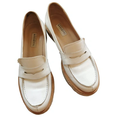 Pre-owned Fratelli Rossetti White Patent Leather Flats