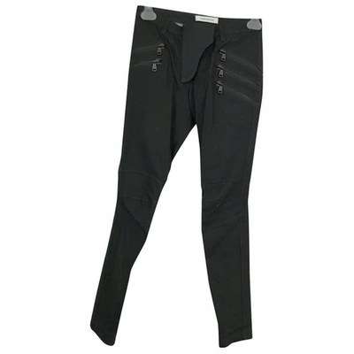 Pre-owned Pierre Balmain Grey Leather Trousers