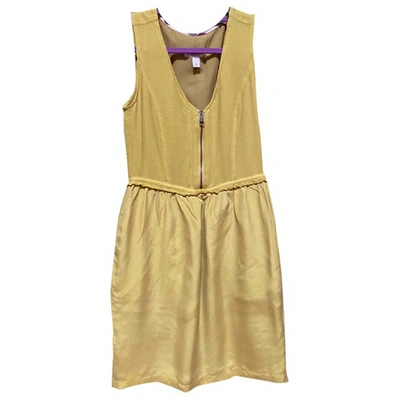 Pre-owned Burberry Silk Dress In Yellow