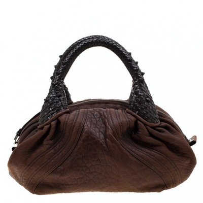 Pre-owned Fendi Spy Brown Leather Handbag