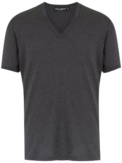 Shop Dolce & Gabbana V-neck T-shirt In Grey