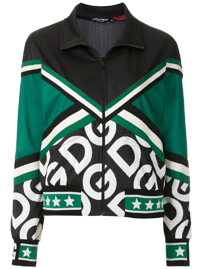 Shop Dolce & Gabbana Logo Print Track Jacket In Green