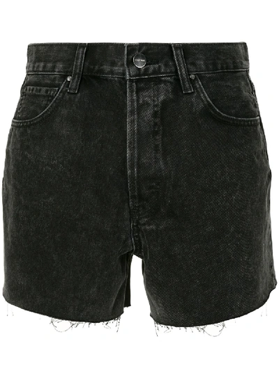 Shop Anine Bing Gina Raw-edge Denim Shorts In Black