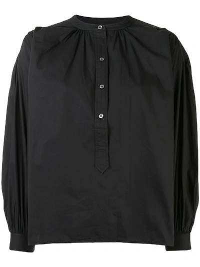 Shop Anine Bing Eden Puff Sleeves Shirt In Black