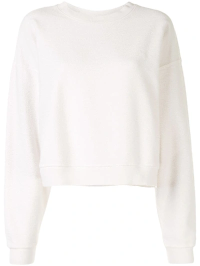 Shop Anine Bing Reed Rib-trimmed Cotton Sweatshirt In White