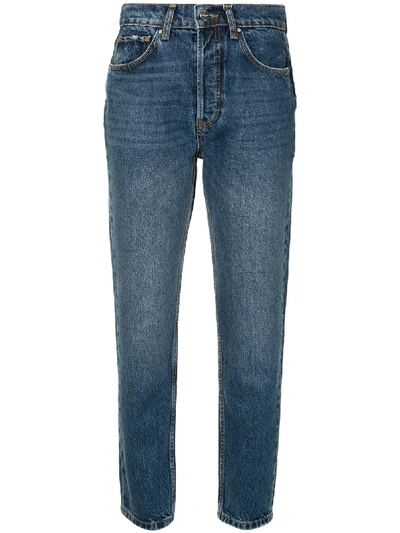 Shop Anine Bing Sonya High-rise Straight Jeans In Blue