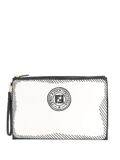 Shop Fendi Joshua Vides Clutch Bag In White