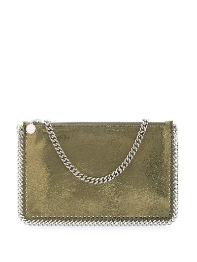 Shop Stella Mccartney Green Metallic Chain-link Bag