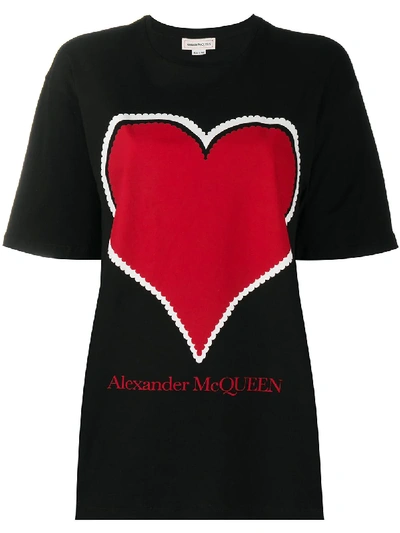 Shop Alexander Mcqueen Heart Logo Loose T-shirt In Black