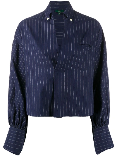Shop Jejia Striped Long-sleeve Shirt In Blue