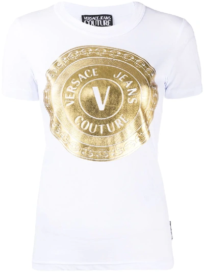 Shop Versace Jeans Couture Logo Patch T-shirt In White