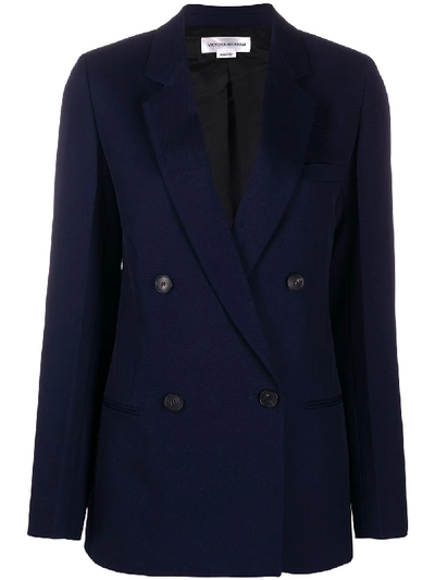 Shop Victoria Beckham Double-breasted Wool Blazer In Blue