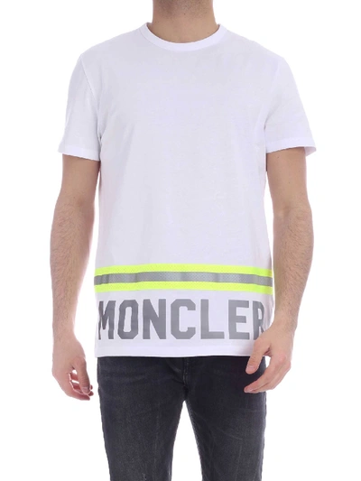 Shop Moncler Fluorescent And Reflective Details T-shirt In White