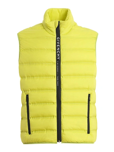 Shop Givenchy Logo Tape Padded Vest In Yellow