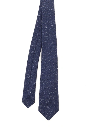 Shop Kiton Polka Dot Patterned Silk Tie In Blue