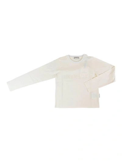 Shop Moncler Logo Print Long Sleeve T-shirt In White