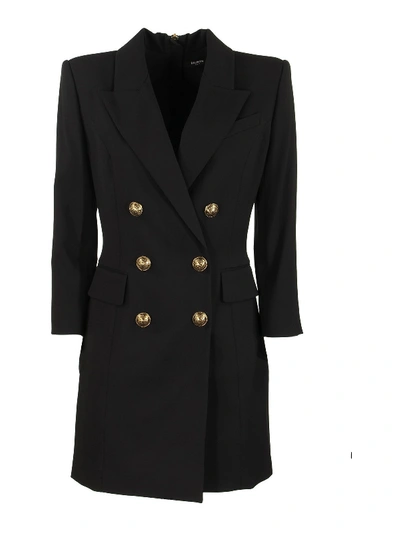Shop Balmain Blazer Style Short Dress In Black