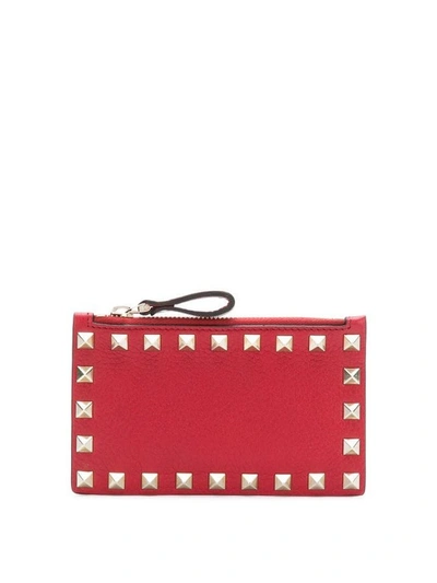 Shop Valentino Rockstud Card Holders In Red