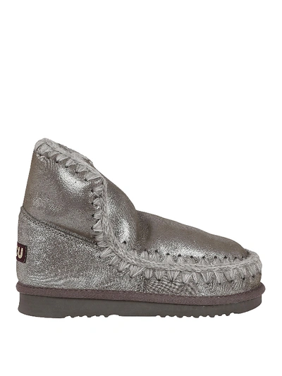 Shop Mou Eskimo 18 Glitter Detailed Booties In Silver