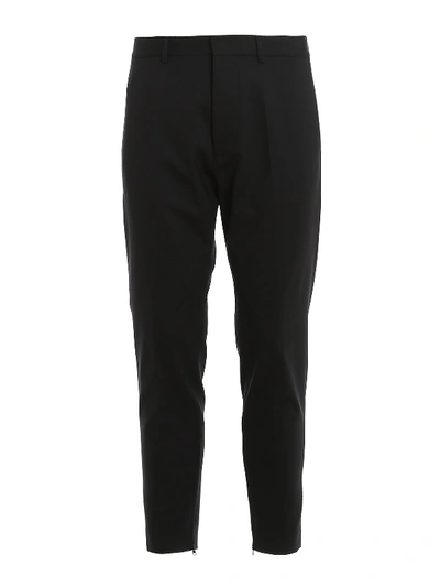 Shop Dsquared2 Wool Crop Trousers In Black