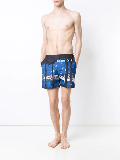 Shop Orlebar Brown Bulldog Tuscan Mid-length Swim Shorts