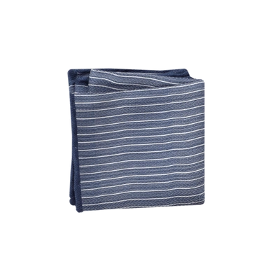 Shop Brunello Cucinelli Striped Silk Pocket Square In Blue