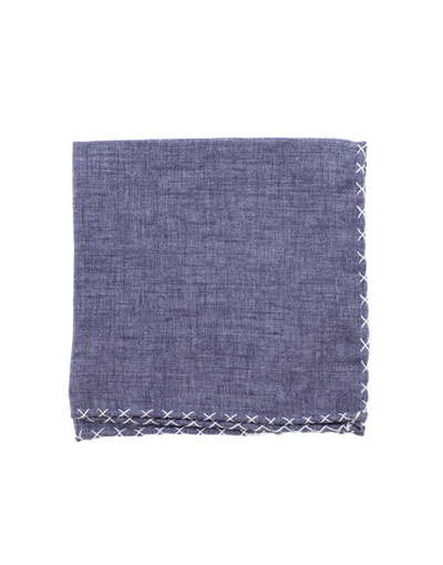 Shop Eleventy Solid Pocket Square With Stitching In Ink