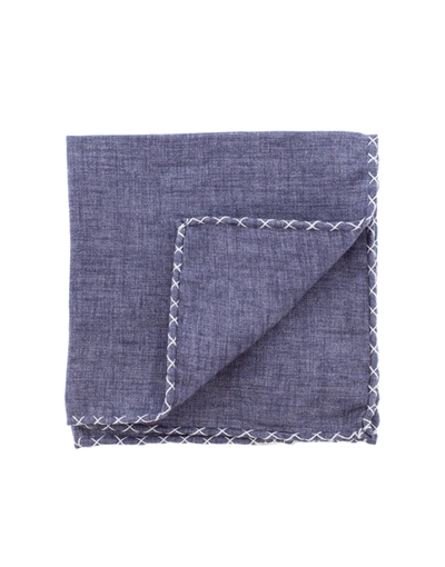 Shop Eleventy Solid Pocket Square With Stitching In Ink