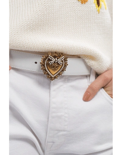 Shop Dolce & Gabbana White Devotion Belt