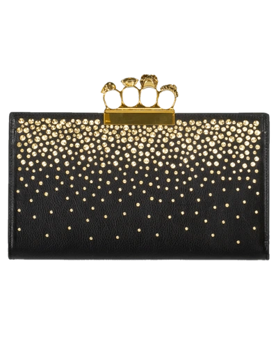 Shop Alexander Mcqueen Four Ring Crystal Flat Pouch