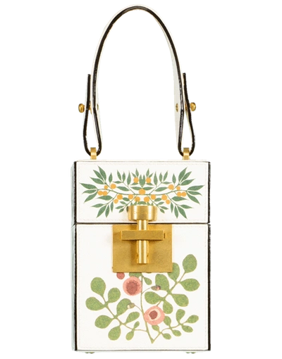 Shop Oscar De La Renta Floral Alibi Box Top Handle Bag