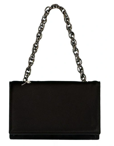 Shop Oscar De La Renta Embroidered Satin Tro Bag In Black