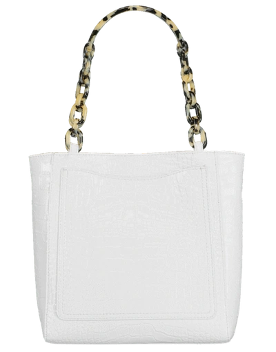 Shop Edie Parker White Embossed Croc Mini Tote