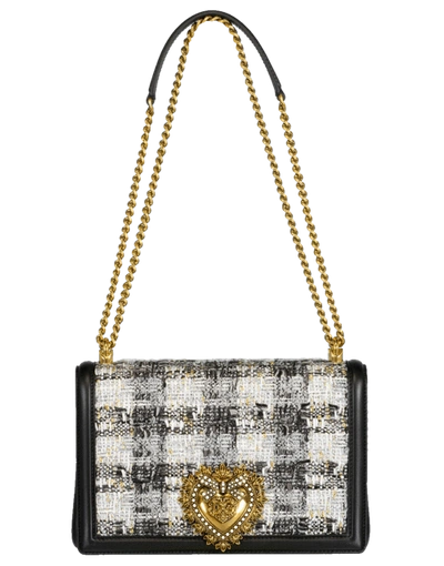 Shop Dolce & Gabbana Tweed Devotion Flap Bag