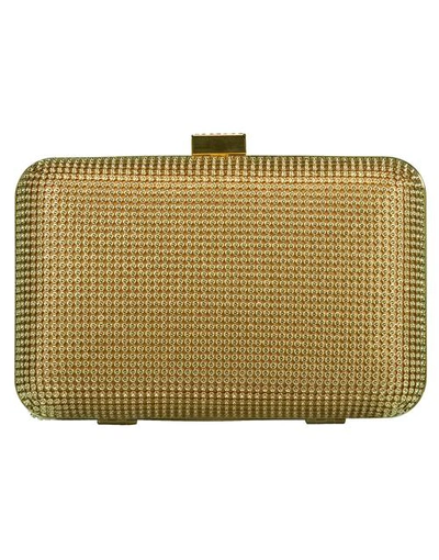 Shop Whiting & Davis Gold Crystal Yves Minaudiere Box Clutch