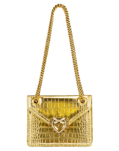 Shop Dolce & Gabbana Light Gold Metallic Devotion Crossbody Bag