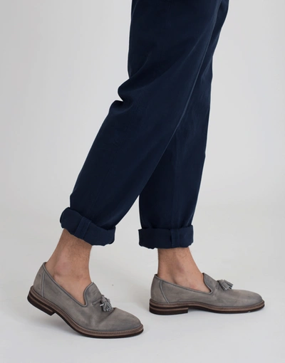 Shop Brunello Cucinelli Men's Suede Tassel Shoe In Grey