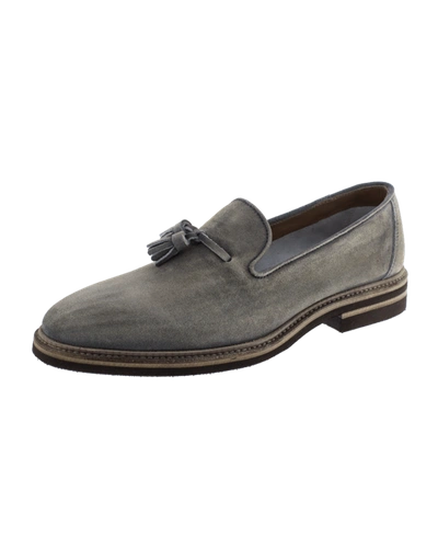 Shop Brunello Cucinelli Men's Suede Tassel Shoe In Grey