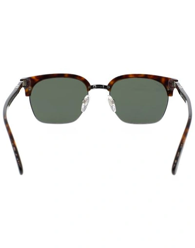 Shop Persol Havana And Green Half Rim Acetate Sunglasses