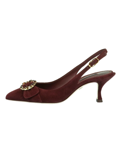 Shop Dolce & Gabbana Jeweled Suede Slingback