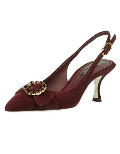 Shop Dolce & Gabbana Jeweled Suede Slingback