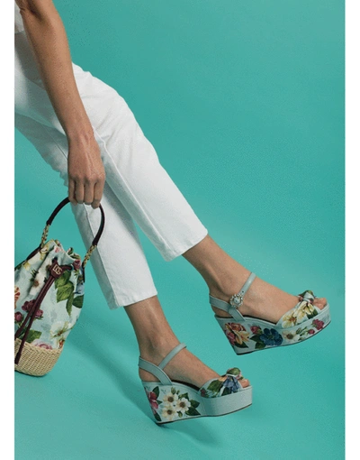 Shop Dolce & Gabbana Floral Printed Platform Wedge