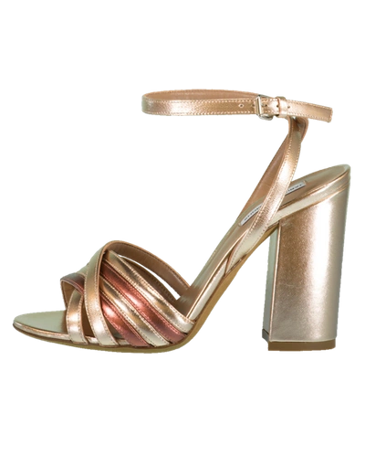 Shop Tabitha Simmons Toni Strappy Block Heel Sandal In Rosegold