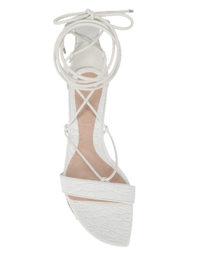 Shop Alexander Mcqueen Stamped Crocodile Ankle Wrap Sandal